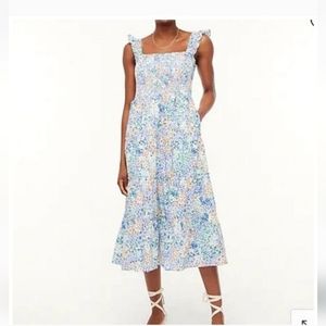 J. Crew Floral Midi Dress - Blue and White